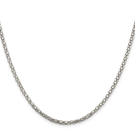 925 White Gold 2.5 mm Polished Chain Necklace, Solid
