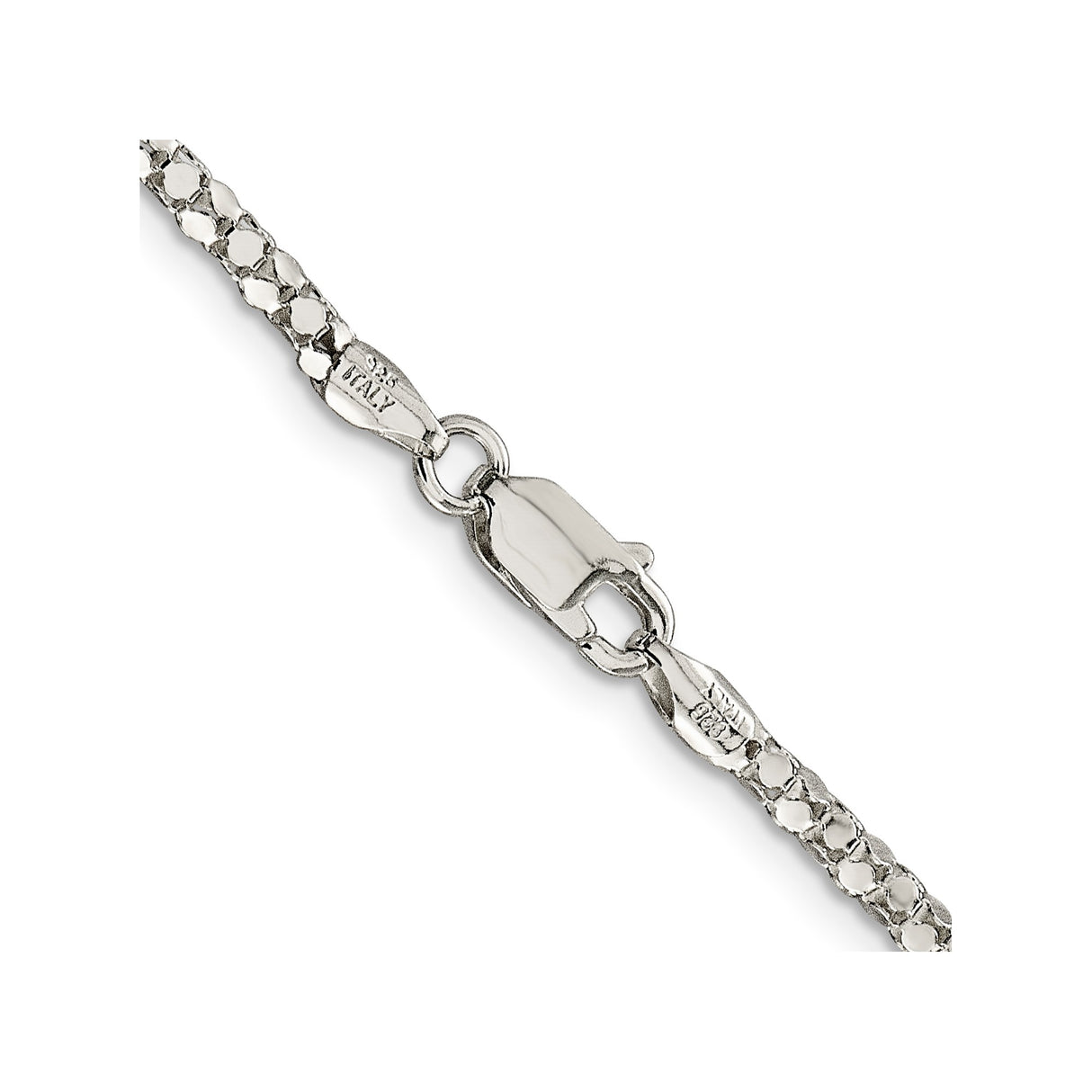 925 White Gold 2.5 mm Polished Chain Necklace, Solid alternate angle