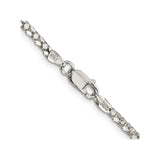 925 White Gold 2.5 mm Polished Chain Necklace, Solid alternate angle