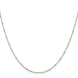 925 White Gold 1.25 mm Polished Chain Necklace, Solid