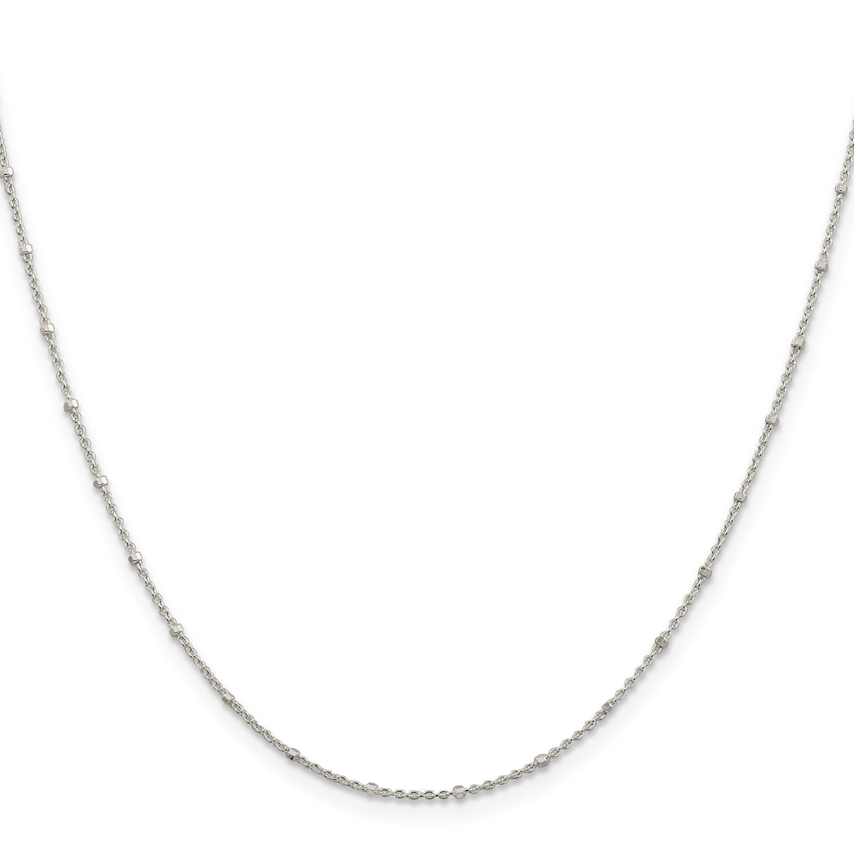 925 White Gold 1.25 mm Polished Chain Necklace, Solid