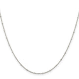 925 White Gold 1.25 mm Polished Chain Necklace, Solid