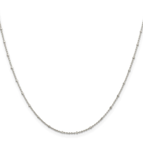 925 White Gold 1.25 mm Polished Chain Necklace, Solid