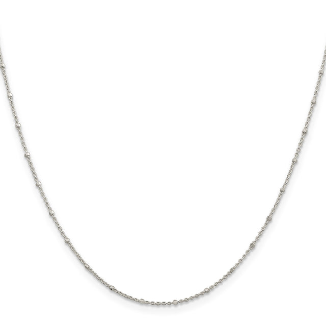 925 White Gold 1.25 mm Polished Chain Necklace, Solid