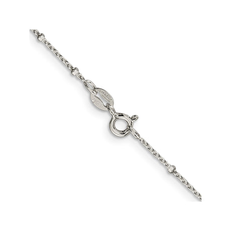 925 White Gold 1.25 mm Polished Chain Necklace, Solid alternate angle