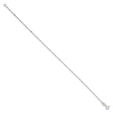 925 White Gold 1.25 mm Polished Chain Anklet, Solid