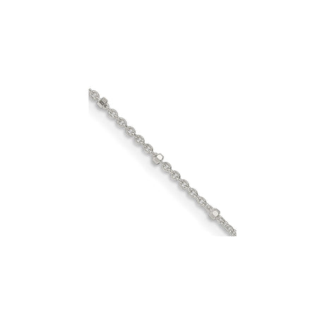925 White Gold 1.25 mm Polished Chain Necklace, Solid alternate angle