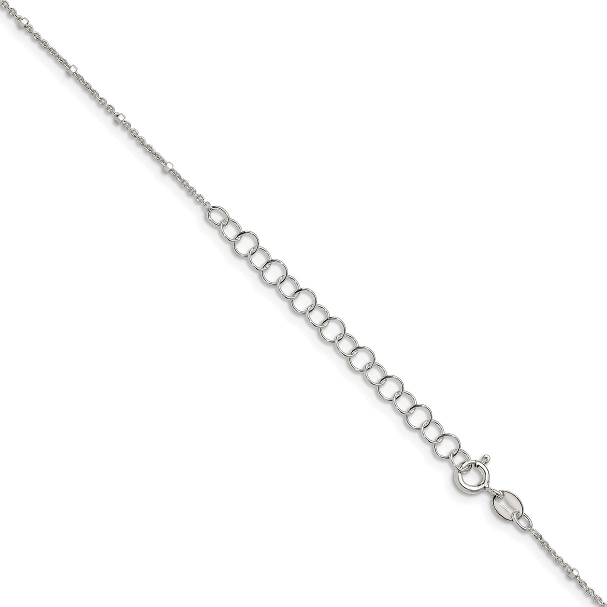 925 White Gold 1.25 mm Polished Chain Necklace, Solid detail view