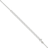 925 White Gold 1.25 mm Polished Chain Necklace, Solid detail view
