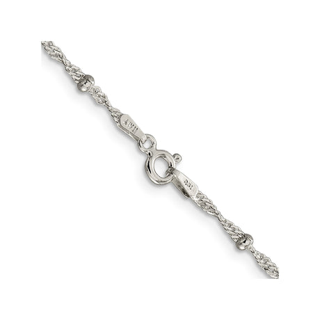 925 White Gold 2.5 mm Singapore Chain Necklace, Polished alternate angle