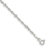 925 White Gold 2.5 mm Singapore Chain Bracelet, Polished shown for scale