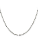 925 White Gold 3 mm Polished Chain Necklace, Solid