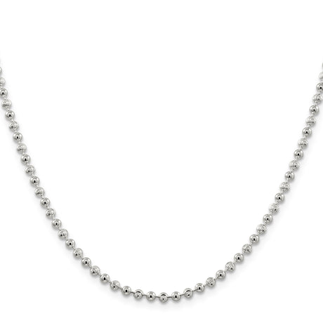 925 White Gold 3 mm Polished Chain Necklace, Solid