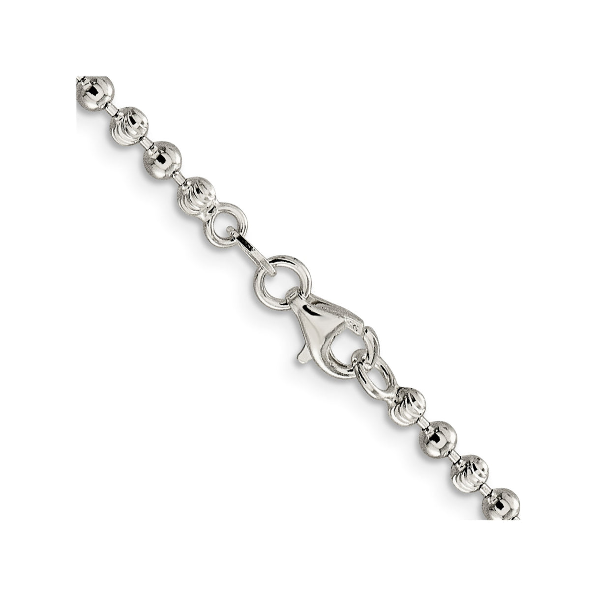 925 White Gold 3 mm Polished Chain Necklace, Solid alternate angle