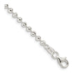 925 White Gold 3 mm Polished Chain Anklet, Solid shown for scale