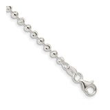 925 White Gold 3 mm Polished Chain Anklet, Solid shown for scale