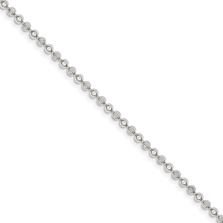 925 White Gold 3 mm Polished Chain Anklet, Solid alternate angle