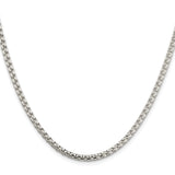 925 White Gold 3.6 mm Box Chain Necklace, Polished