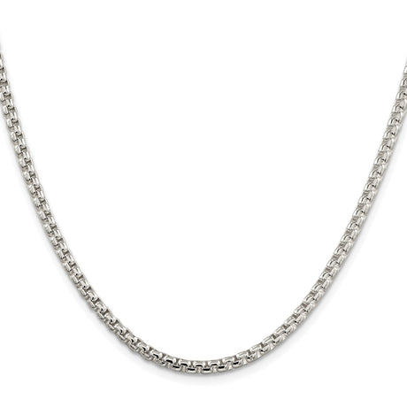 925 White Gold 3.6 mm Box Chain Necklace, Polished