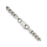 925 White Gold 3.6 mm Box Chain Necklace, Polished alternate angle