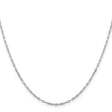 925 White Gold 1.75 mm Polished Chain Necklace, Solid