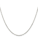 925 White Gold 1.75 mm Polished Chain Necklace, Solid