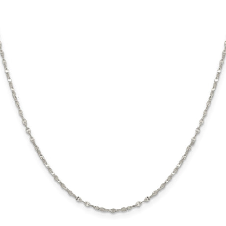 925 White Gold 1.75 mm Polished Chain Necklace, Solid