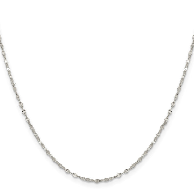 925 White Gold 1.75 mm Polished Chain Necklace, Solid