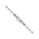 925 White Gold 1.75 mm Polished Chain Necklace, Solid alternate angle