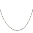 925 White Gold 2.25 mm Polished Chain Necklace, Solid