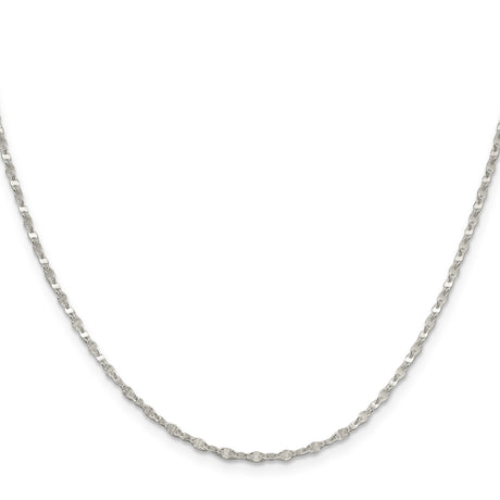 925 White Gold 2.25 mm Polished Chain Necklace, Solid