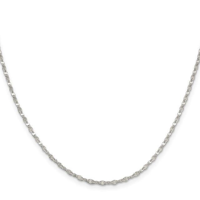 925 White Gold 2.25 mm Polished Chain Necklace, Solid