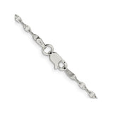 925 White Gold 2.25 mm Polished Chain Necklace, Solid alternate angle