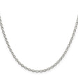 925 White Gold 2.75 mm Polished Chain Necklace, Solid