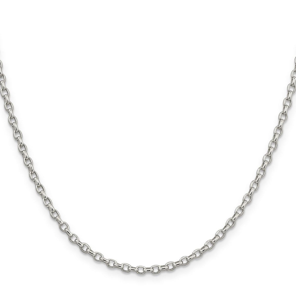 925 White Gold 2.75 mm Polished Chain Necklace, Solid