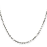 925 White Gold 2.75 mm Polished Chain Necklace, Solid