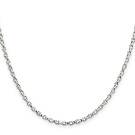 925 White Gold 2.75 mm Polished Chain Necklace, Solid