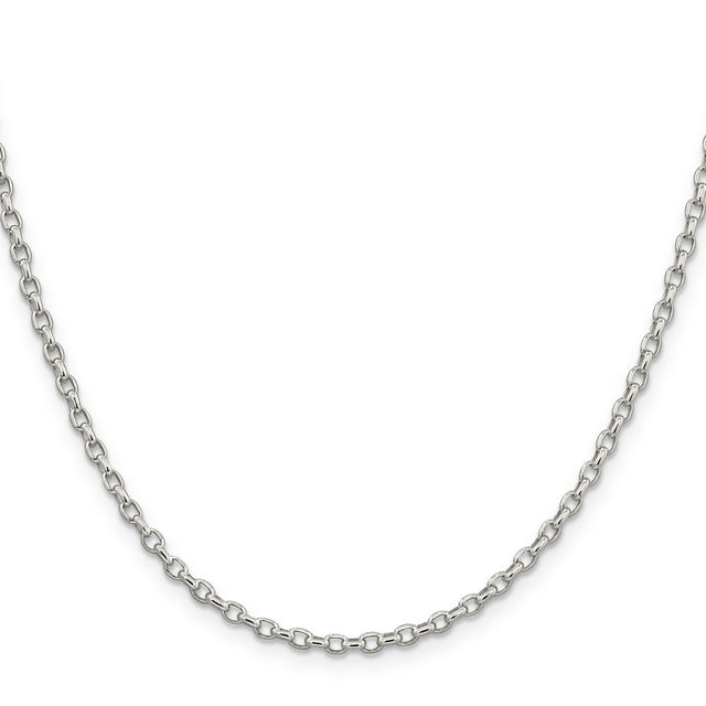 925 White Gold 2.75 mm Polished Chain Necklace, Solid
