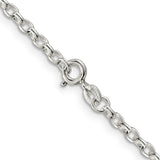 925 White Gold 2.75 mm Polished Chain Necklace, Solid alternate angle