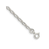 925 White Gold 2.75 mm Polished Chain Bracelet, Solid shown for scale