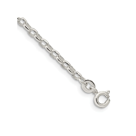 925 White Gold 2.75 mm Polished Chain Bracelet, Solid shown for scale