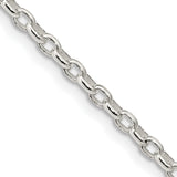 925 White Gold 2.75 mm Polished Chain Necklace, Solid detail view