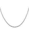 925 White Gold 2 mm Polished Chain Necklace, Solid