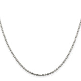925 White Gold 2 mm Polished Chain Necklace, Solid