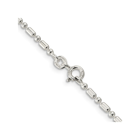 925 White Gold 2 mm Polished Chain Necklace, Solid alternate angle