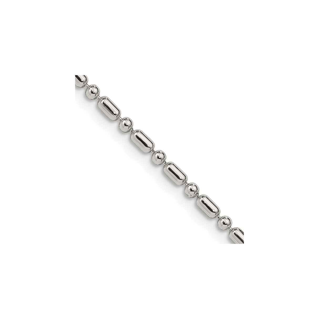 925 White Gold 2 mm Polished Chain Necklace, Solid detail view