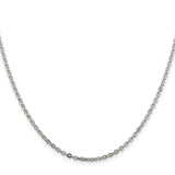 925 White Gold 2 mm Polished Chain Necklace, Solid