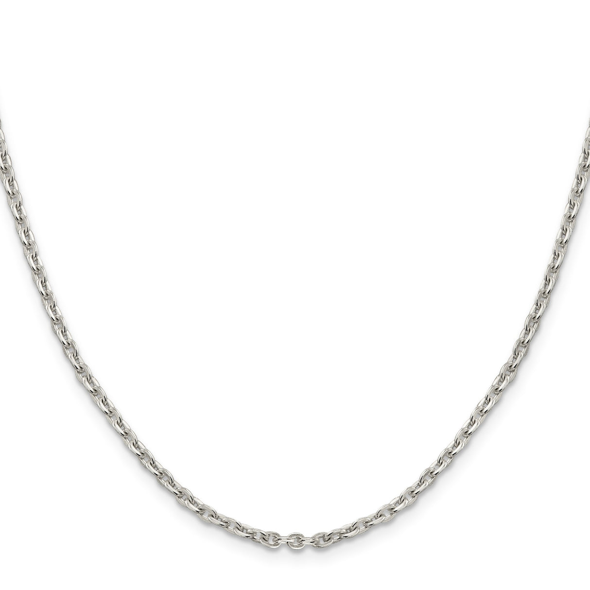 925 White Gold 2.75 mm Polished Chain Necklace, Solid