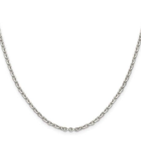 925 White Gold 2.75 mm Polished Chain Necklace, Solid