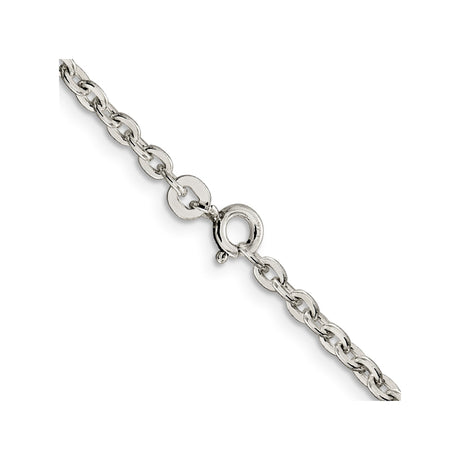 925 White Gold 2.75 mm Polished Chain Necklace, Solid alternate angle